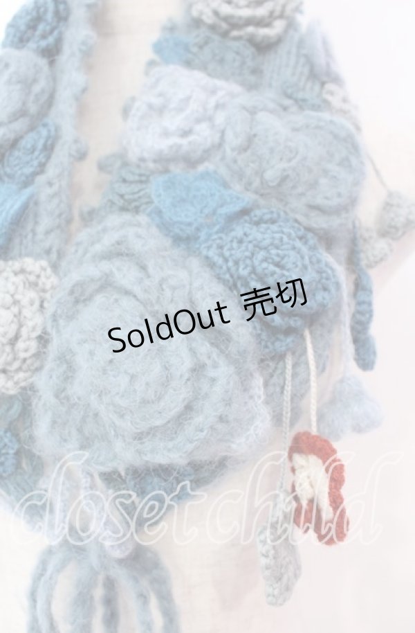 画像2: PINK HOUSE / フラワーモチーフモヘアティペット  ブルー O-25-11-10-009-LO-ZA-IG-OS (2)