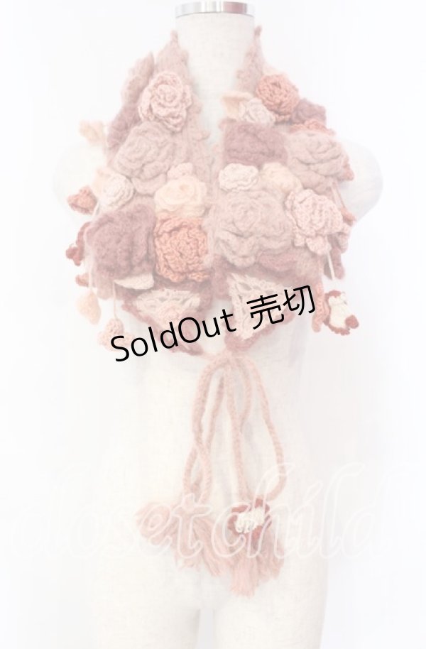 画像1: PINK HOUSE / フラワーモチーフモヘアティペット  ピンク O-25-11-10-010-LO-ZA-IG-OS (1)