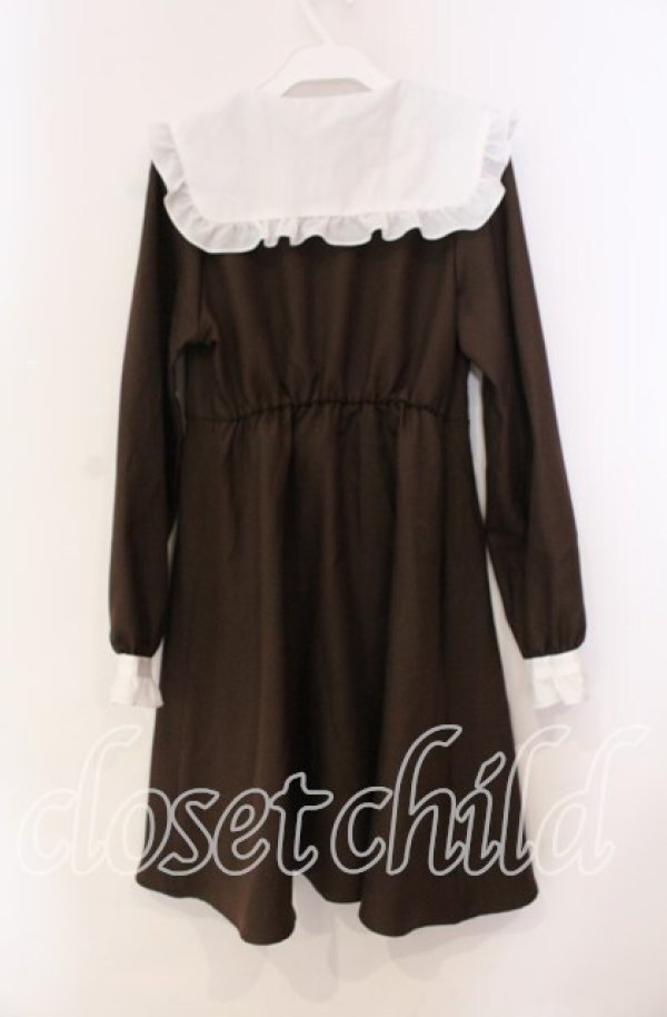 画像2: Amavel / ロゴリボンセーラーワンピース  ブラウン O-25-11-10-060-CA-OP-IG-OS (2)