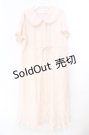 画像: merry jenny / bear刺繍ドロストガーゼワンピース  ピンク O-25-11-10-061-LO-OP-IG-OS