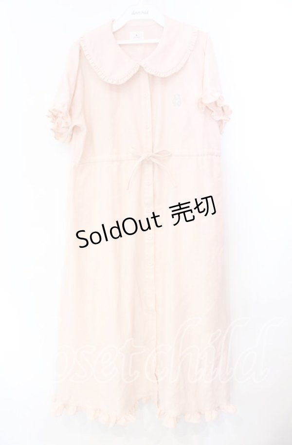 画像1: merry jenny / bear刺繍ドロストガーゼワンピース  ピンク O-25-11-10-061-LO-OP-IG-OS (1)