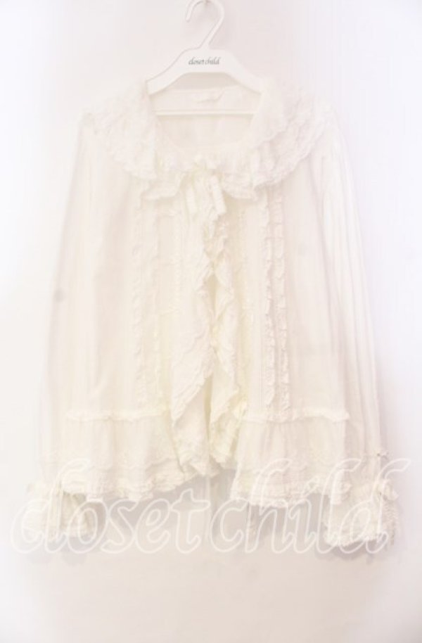 画像1: PINK HOUSE / ローズレース使いローンフリルブラウス  シロ O-25-11-10-064-LO-BL-IG-OS (1)