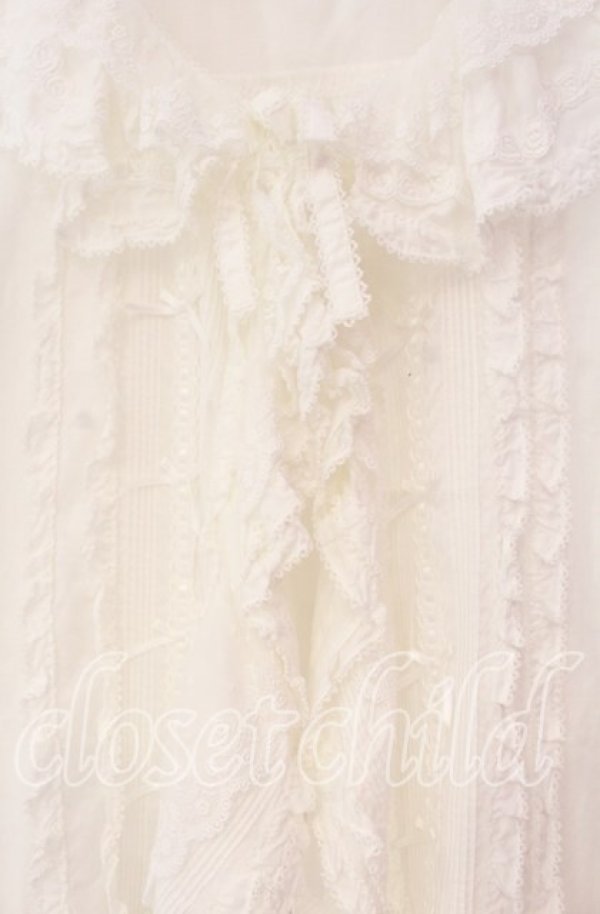 画像2: PINK HOUSE / ローズレース使いローンフリルブラウス  シロ O-25-11-10-064-LO-BL-IG-OS (2)