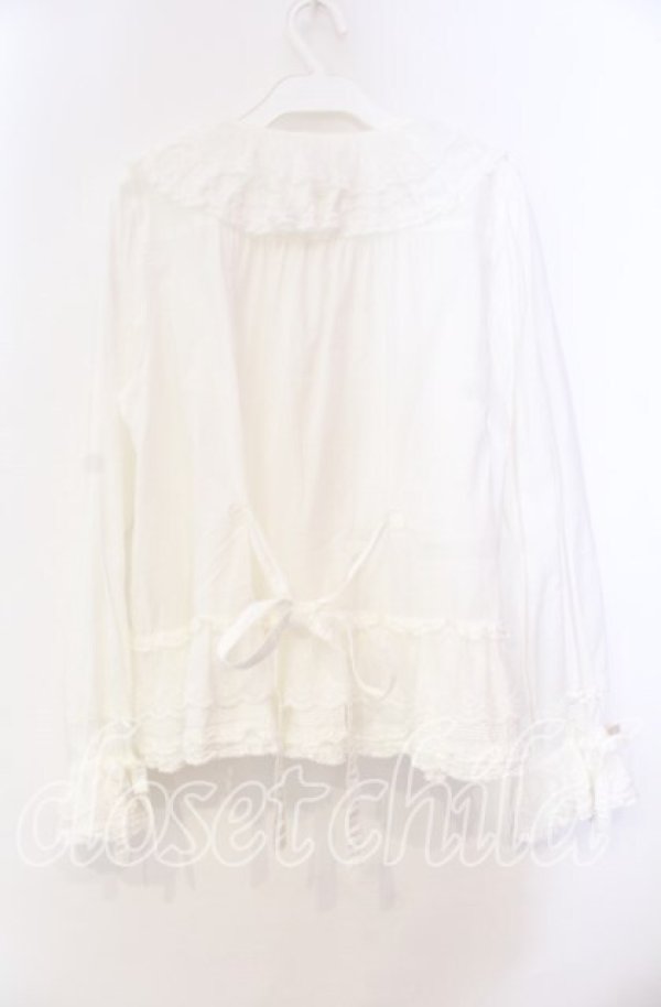 画像5: PINK HOUSE / ローズレース使いローンフリルブラウス  シロ O-25-11-10-064-LO-BL-IG-OS (5)