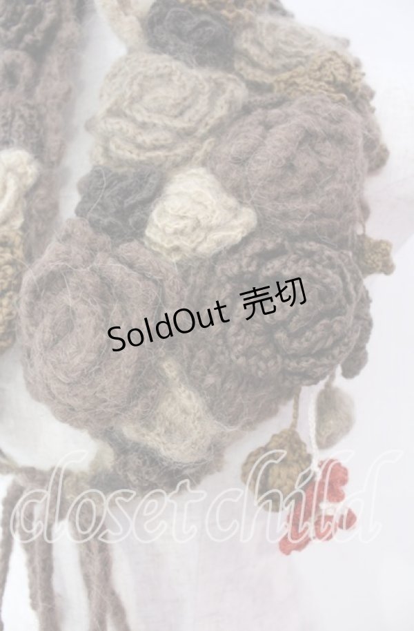 画像2: PINK HOUSE / フラワーモチーフモヘアティペット  ブラウン O-25-11-10-011-LO-ZA-IG-OS (2)