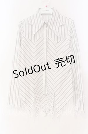 画像: PEACE NOW / 変形襟ストライプブラウス M ホワイト O-25-11-10-070-PU-BL-OW-OS