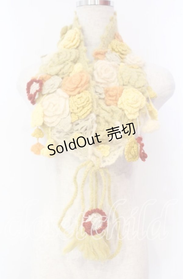 画像1: PINK HOUSE / フラワーモチーフモヘアティペット  イエロー O-25-11-10-012-LO-ZA-IG-OS (1)