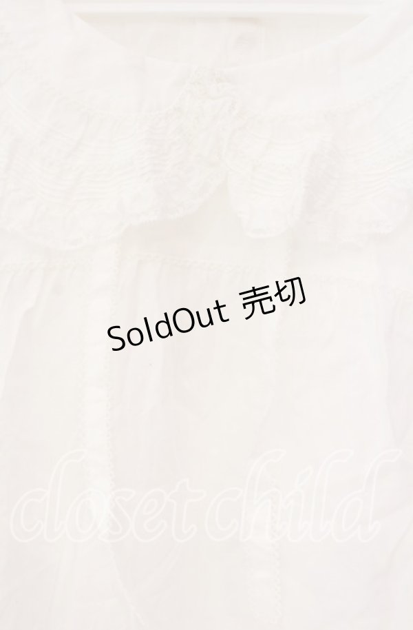 画像2: PINK HOUSE / ピコレース使い丸襟プルブラウス  シロ O-25-11-10-073-LO-BL-OW-OS (2)