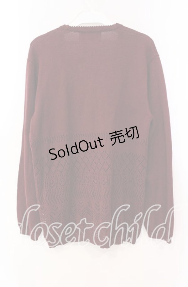 画像3: PINK HOUSE / ロゴリボン使いくまちゃんカーディガン  ワイン O-25-11-10-075-LO-TO-OW-OS (3)