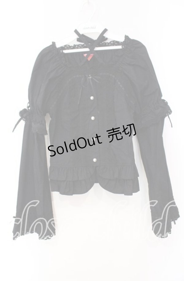 画像1: BABY,THE STARS SHINE BRIGHT / 姫袖後ろシャーリングブラウス  クロ×クロ O-25-11-10-076-BA-BL-IG-OS (1)