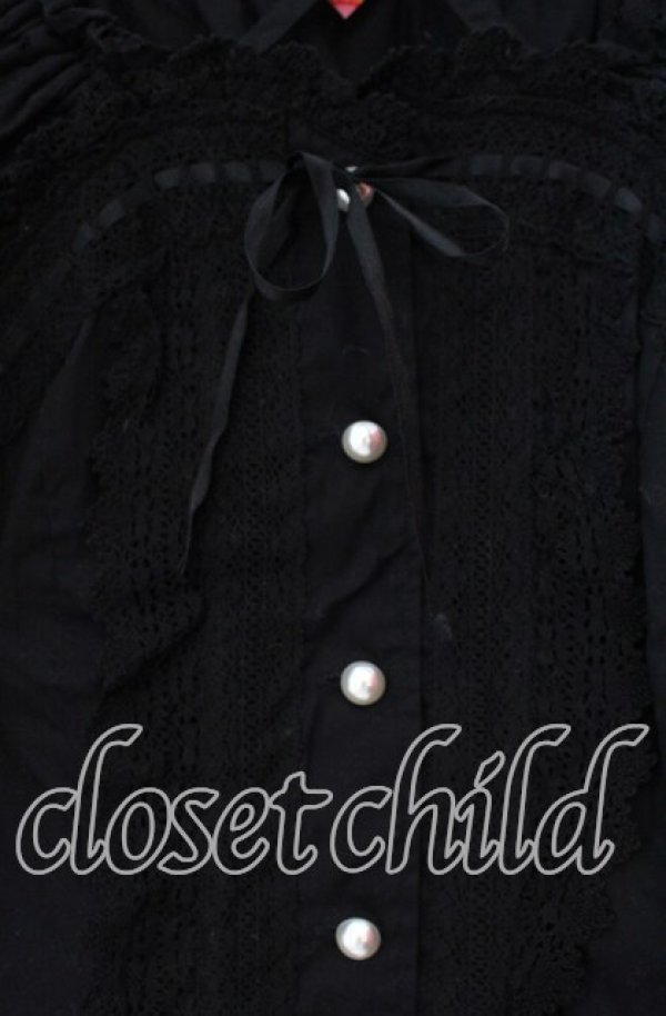 画像2: BABY,THE STARS SHINE BRIGHT / 姫袖後ろシャーリングブラウス  クロ×クロ O-25-11-10-076-BA-BL-IG-OS (2)