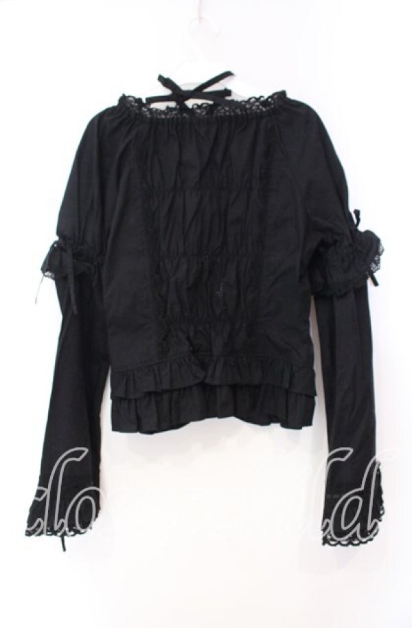 画像4: BABY,THE STARS SHINE BRIGHT / 姫袖後ろシャーリングブラウス  クロ×クロ O-25-11-10-076-BA-BL-IG-OS (4)