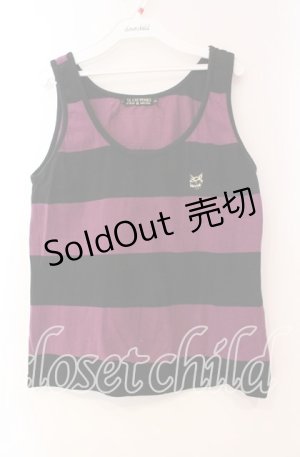 画像: HELL CAT PUNKS / ワッペンボーダータンクトップ  ブラック×パープル O-25-11-10-084-PU-TO-IG-OS