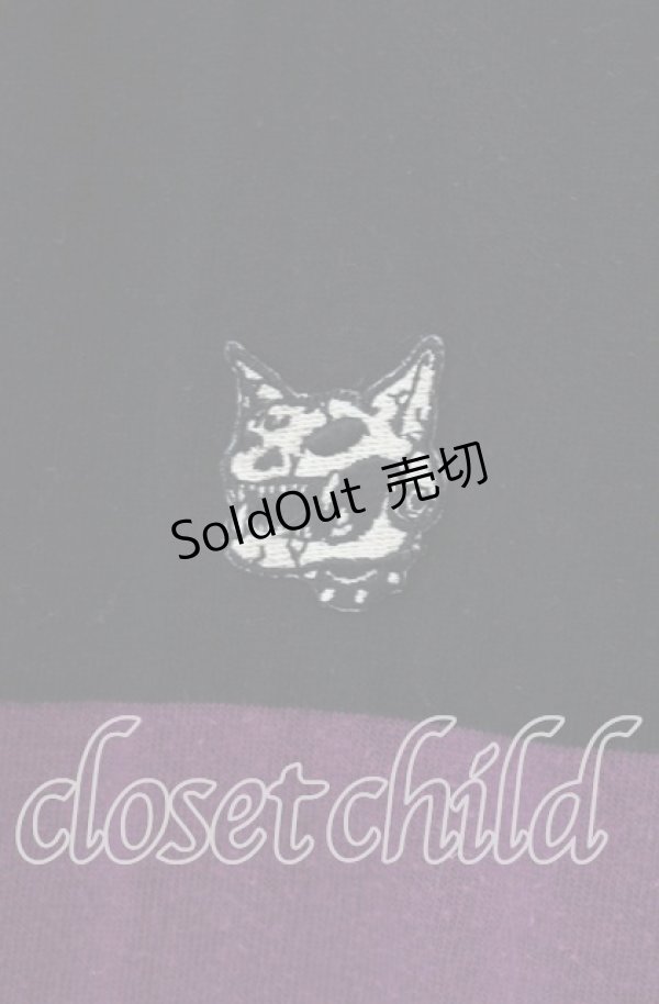 画像2: HELL CAT PUNKS / ワッペンボーダータンクトップ  ブラック×パープル O-25-11-10-084-PU-TO-IG-OS (2)