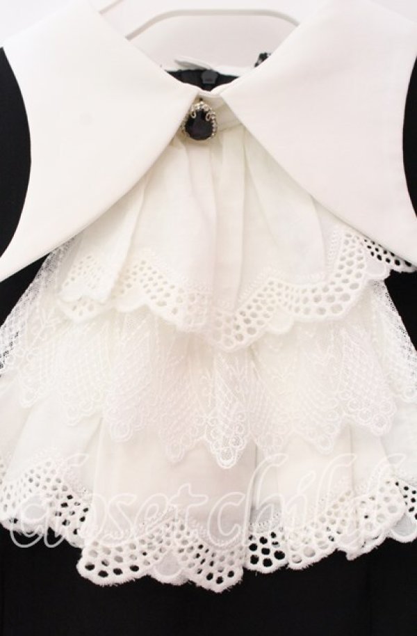 画像2: DARK IN LOVE / Gothic princess contrast ruffle neck dress　ドレス L ブラック×ホワイト O-25-11-10-087-PU-OP-IG-OS (2)