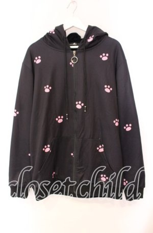 画像: NieR Clothing / 猫耳付き肉球ZIP OUTER【内側ふわもこ防寒生地】 パーカー  ブラック O-25-11-10-088-PU-TO-IG-OS