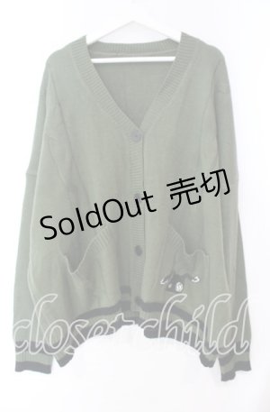 画像: NieR Clothing / 抹茶ラテ フード付き KNIT CARDIGAN【刺繍DESIGN】カーディガン  グリーン O-25-11-10-090-PU-TO-IG-OS