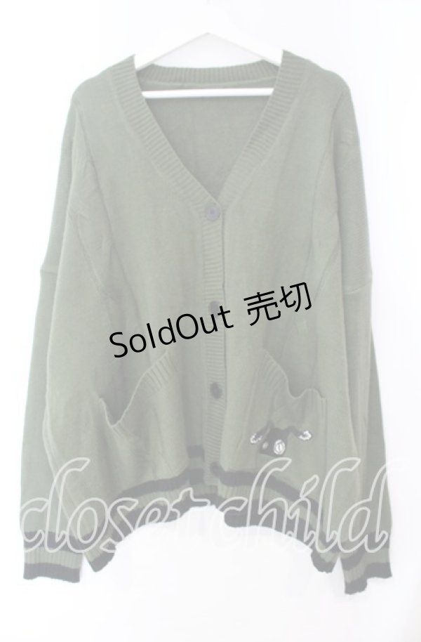 画像1: NieR Clothing / 抹茶ラテ フード付き KNIT CARDIGAN【刺繍DESIGN】カーディガン  グリーン O-25-11-10-090-PU-TO-IG-OS (1)