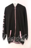 画像1: NieR Clothing / 耳付きDOUBLE ZIP PARKA 【内側防寒仕様】ちゃむちゃむver. パーカー  ブラック×ピンク O-25-11-10-093-PU-TO-IG-OS (1)