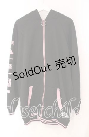画像: NieR Clothing / 耳付きDOUBLE ZIP PARKA 【内側防寒仕様】ちゃむちゃむver. パーカー  ブラック×ピンク O-25-11-10-093-PU-TO-IG-OS