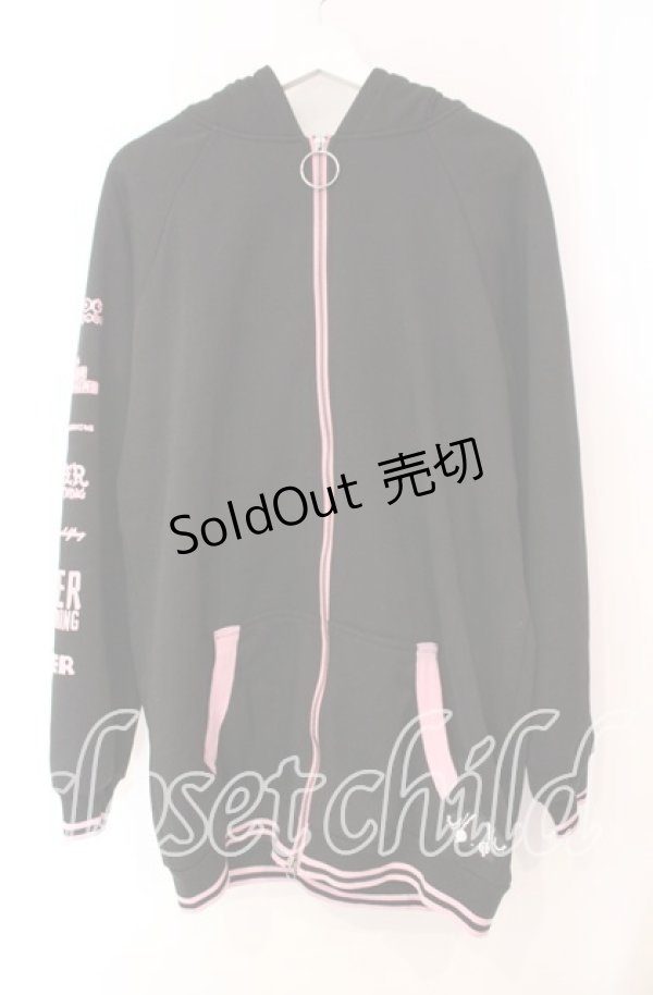 画像1: NieR Clothing / 耳付きDOUBLE ZIP PARKA 【内側防寒仕様】ちゃむちゃむver. パーカー  ブラック×ピンク O-25-11-10-093-PU-TO-IG-OS (1)