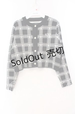画像: NieR Clothing / ポケット付き高品質ショート丈カーディガン  ブラック×ホワイト O-25-11-10-095-PU-TO-IG-ZT322