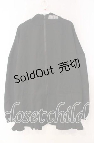 画像: 【SALE】NieR CLOTHING / 裾フリルZIP OUTER【DESIGN刺繍】パーカー  ブラック O-25-11-10-096-PU-TO-IG-ZT265