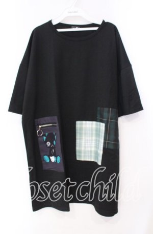 画像: NieR Clothing / ポケット付きパッチワークプルオーバー【シエル】  ブラック O-25-11-10-097-PU-TO-IG-OS