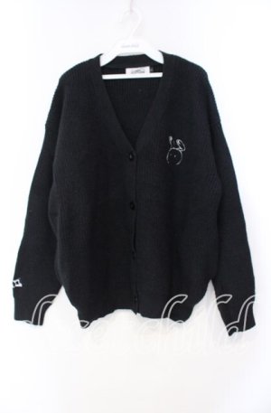 画像: NieR Clothing / 刺繍入りニットカーディガン  ブラック O-25-11-10-099-PU-TO-IG-OS