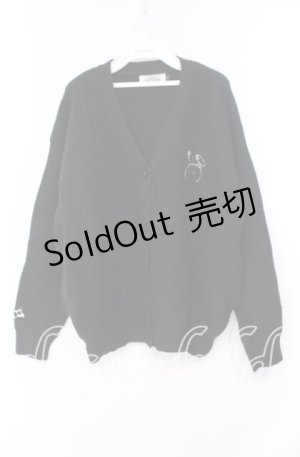 画像: NieR Clothing / 刺繍入りニットカーディガン  ブラック O-25-11-10-099-PU-TO-IG-ZT318