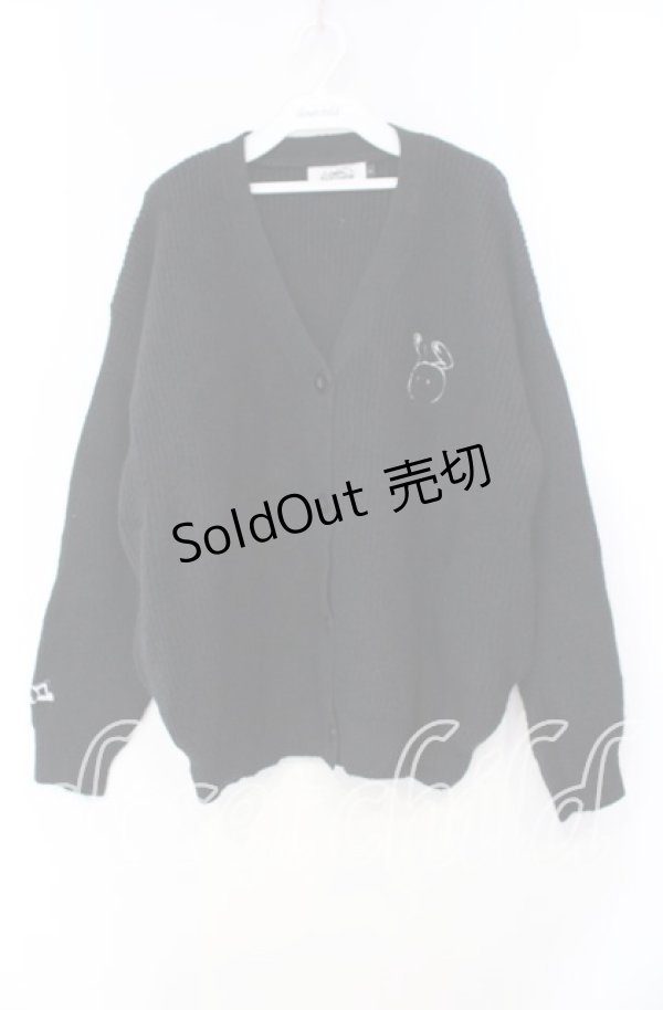 画像1: NieR Clothing / 刺繍入りニットカーディガン  ブラック O-25-11-10-099-PU-TO-IG-ZT318 (1)