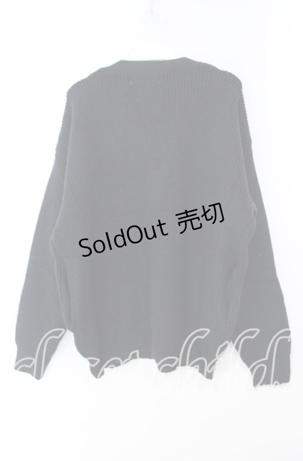 画像4: NieR Clothing / 刺繍入りニットカーディガン  ブラック O-25-11-10-099-PU-TO-IG-ZT318 (4)