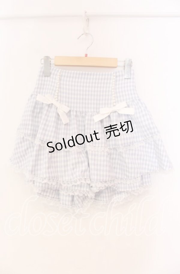 画像1: Ank Rouge / パールリボンギンガムスカパン M サックス O-25-11-10-029-CA-SK-OW-OS (1)