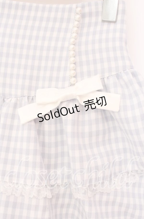 画像2: Ank Rouge / パールリボンギンガムスカパン M サックス O-25-11-10-029-CA-SK-OW-OS (2)