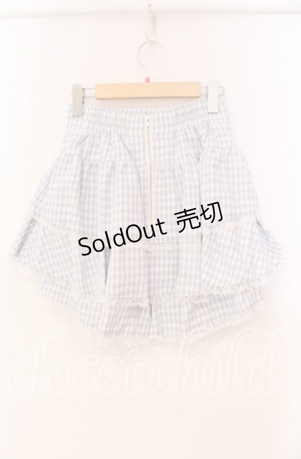 画像3: Ank Rouge / パールリボンギンガムスカパン M サックス O-25-11-10-029-CA-SK-OW-OS (3)