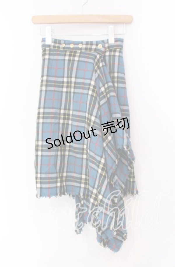 画像1: CHOICE（SEXY DYNAMITE LONDON） / カットオフタータンチェックスカート F（ミドル丈） ブルー O-25-11-10-033-PU-SK-OW-OS (1)
