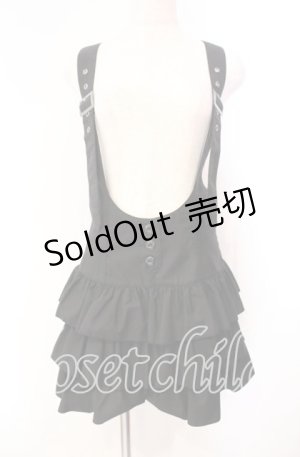 画像: PEACE NOW / サスペンダーティアードスカート  ブラック O-25-11-10-034-PU-OP-IG-OS