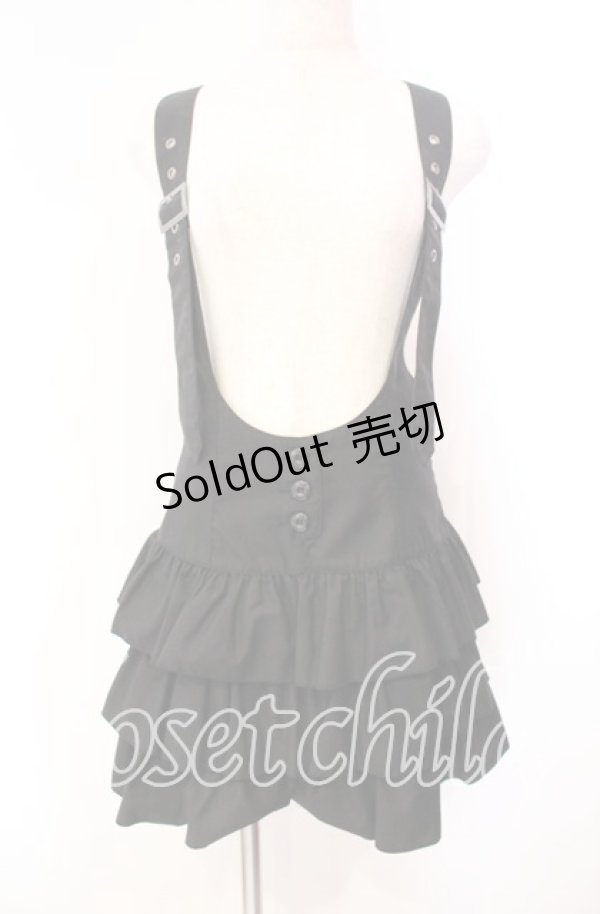 画像1: PEACE NOW / サスペンダーティアードスカート  ブラック O-25-11-10-034-PU-OP-IG-OS (1)