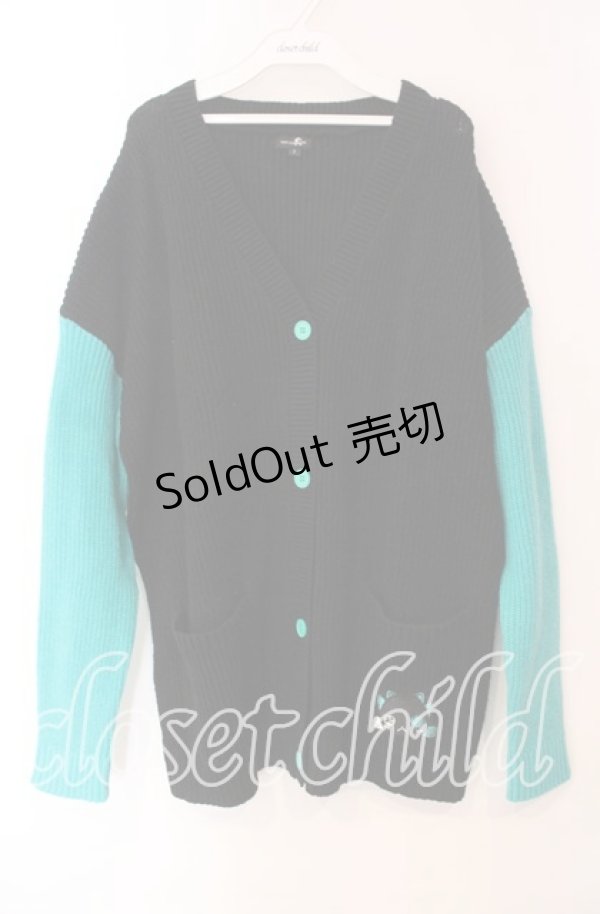 画像1: NieR Clothing / シエル配色ニットカーディガン  ブラック O-25-11-11-029-PU-TO-IG-ZT344 (1)