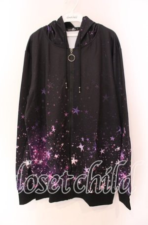 画像: NieR Clothing / ZIP PARKA【PURPLE STAR】 パーカー  ブラック×パープル O-25-11-11-030-PU-TO-IG-OS
