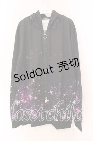 画像: NieR Clothing / ZIP PARKA【PURPLE STAR】 パーカー  ブラック×パープル O-25-11-11-030-PU-TO-IG-ZT265