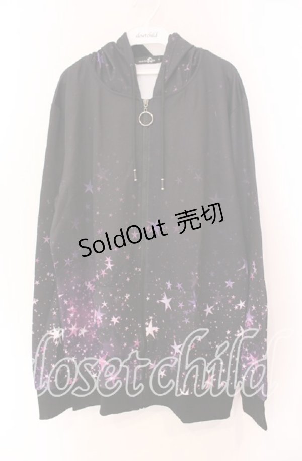 画像1: NieR Clothing / ZIP PARKA【PURPLE STAR】 パーカー  ブラック×パープル O-25-11-11-030-PU-TO-IG-ZT265 (1)