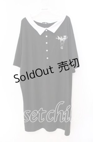 画像: 【SALE】NieR CLOTHING / 襟付き半袖カットソー  ブラック×ホワイト O-25-11-11-031-PU-TO-IG-ZT265
