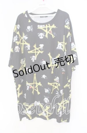 画像: 【SALE】NieR CLOTHING / 転写Tシャツ  ブラック×イエロー O-25-11-11-038-PU-TS-IG-ZT339
