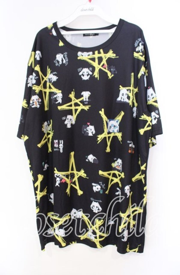 画像1: NieR Clothing / 転写Tシャツ  ブラック×イエロー O-25-11-11-038-PU-TS-IG-ZT339 (1)