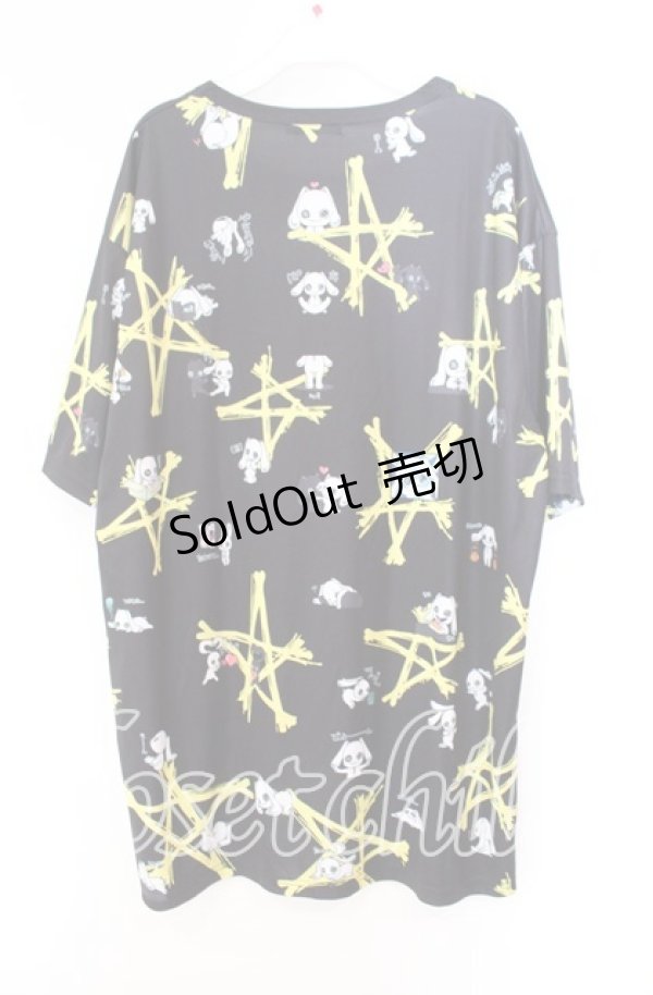 画像3: 【SALE】NieR CLOTHING / 転写Tシャツ  ブラック×イエロー O-25-11-11-038-PU-TS-IG-ZT339 (3)