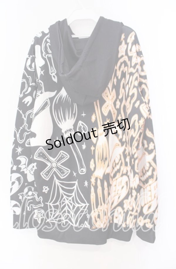 画像3: NieR Clothing / バイカラープリントパーカー  ハロウィン柄 オレンジ×ホワイト×ブラック O-25-11-11-039-PU-TO-IG-ZT339 (3)