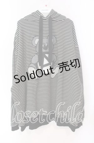 画像: Candy Stripper / ANARCHY BEAR BORDER フーディ  ブラック×ホワイト O-25-11-11-043-PU-TO-IG-OS