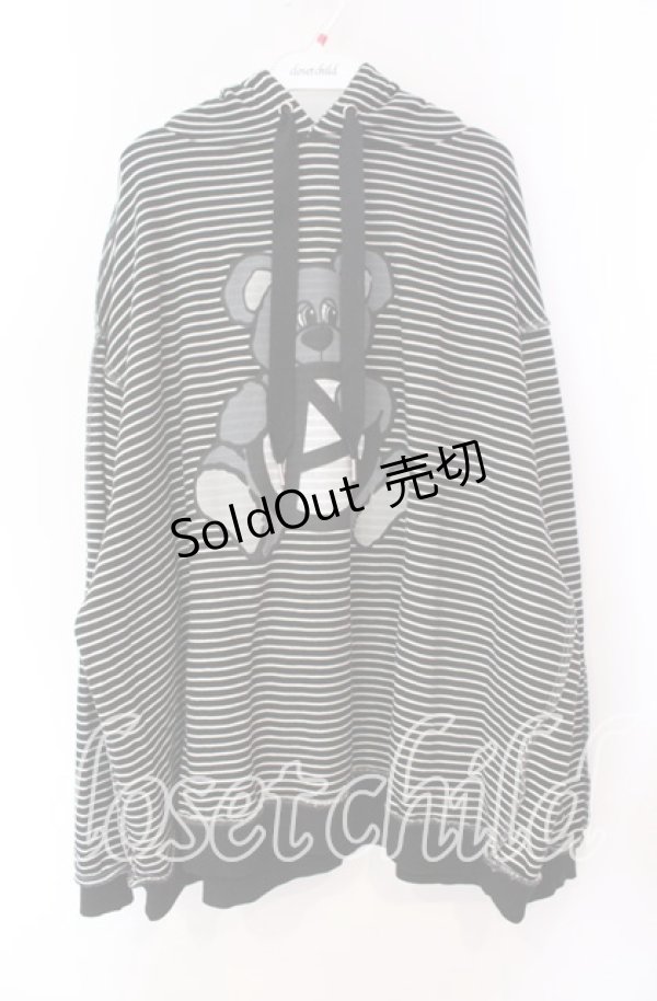 画像1: Candy Stripper / ANARCHY BEAR BORDER フーディ  ブラック×ホワイト O-25-11-11-043-PU-TO-IG-OS (1)