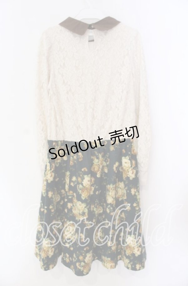 画像3: axes femme / レース切り替えネックレス風ワンピース M グリーン O-25-11-11-045-AX-OP-OW-OS (3)